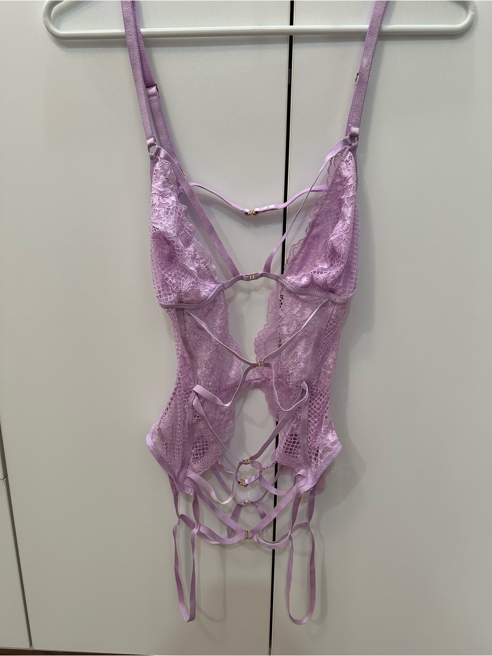 Victoria's Secret Lavender Lace Strappy Teddy